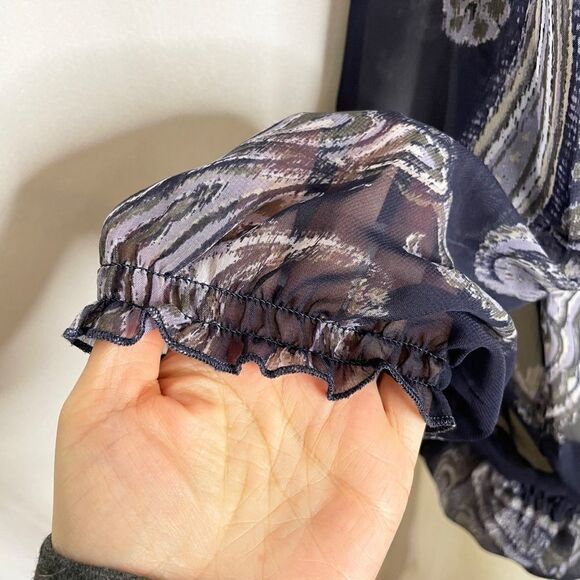 SHEER Paisley Chiffon Tunic Blouse 💚🌻 - Picture 3 of 10